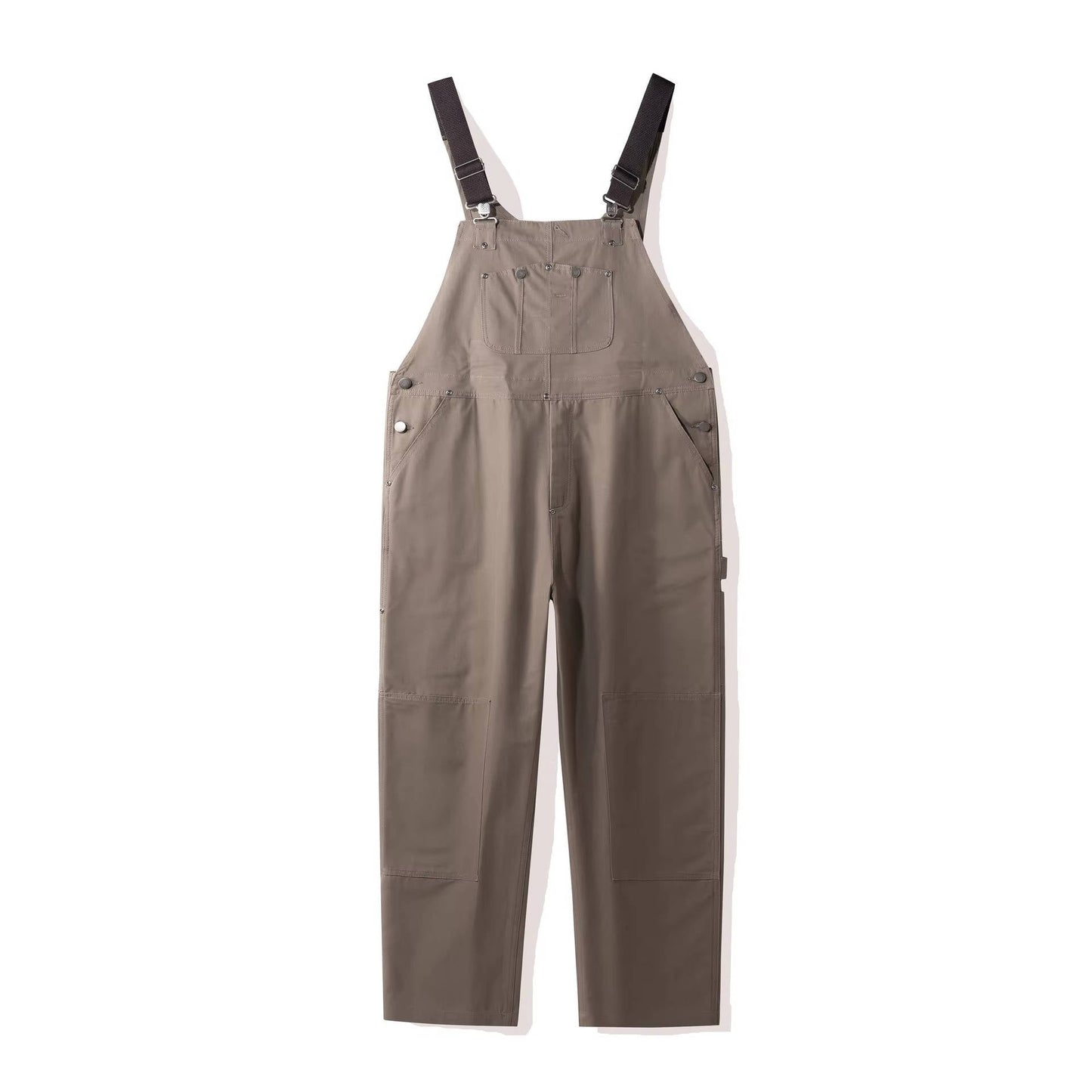 Women's Cotton Canvas Bib Overalls with Padded Straps and Multiple Pockets