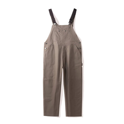 Women's Cotton Canvas Bib Overalls with Padded Straps and Multiple Pockets