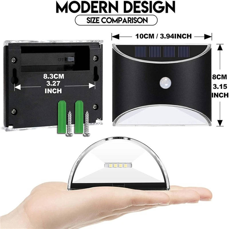 Solar Motion Sensor Light with PIR Detection and Auto Mode for Stairs