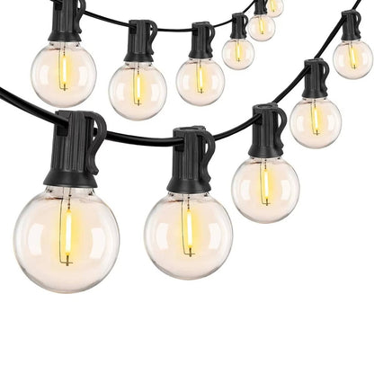 Outdoor String Lights with Shatterproof Plastic Bulbs and Dimmer Control