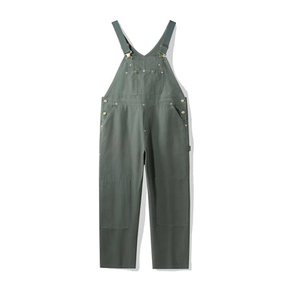Women's Cotton Canvas Bib Overalls with Padded Straps and Multiple Pockets