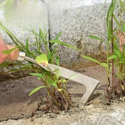 Steel Weed Puller Tool with Pointed Tip and Extended Handle for Brick Joints