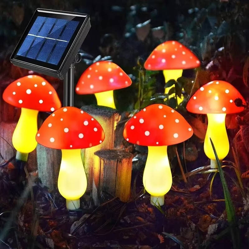 Solar Mushroom Lights for Garden Pathways with 8 Lighting Modes and Dusk Sensor