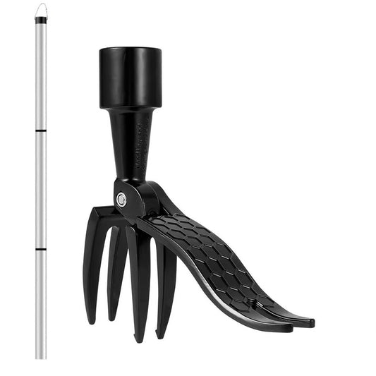 Weed Puller with Four Steel Claws and Foot Pedal, Stainless Steel Pole
