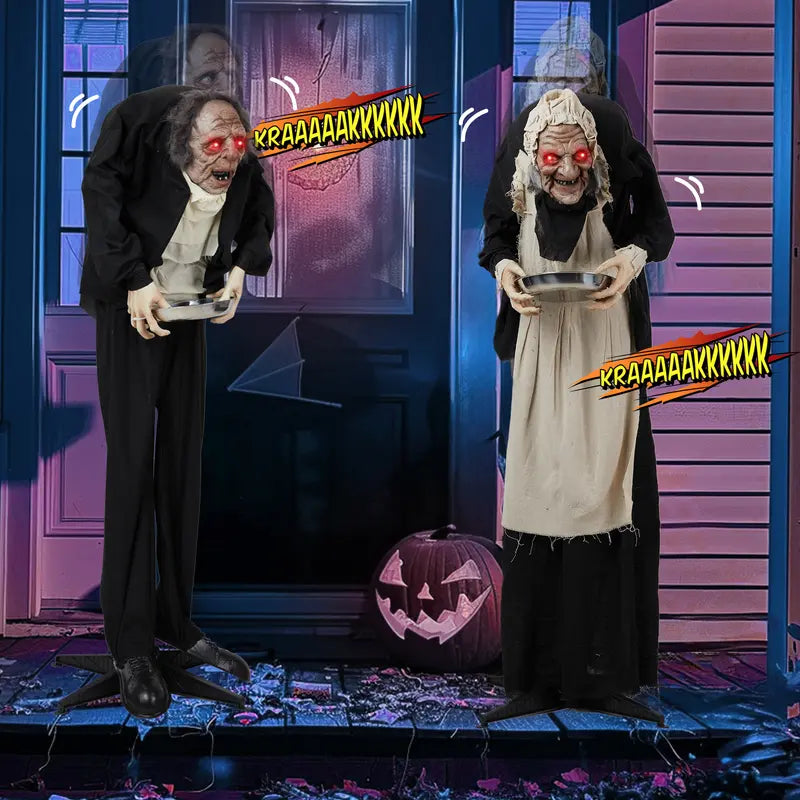 Animated Halloween Figure 5ft with Motion Sensor and Red LED Eyes, Voice Effects