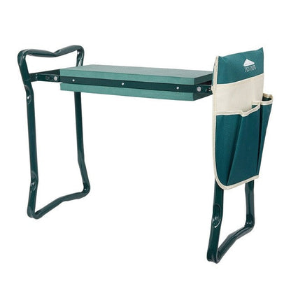 Garden Kneeler and Seat with Steel Handles and Tool Pouches, Converts to Sitting Position