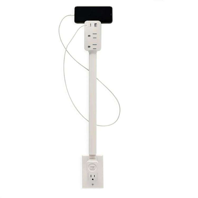 Wall Outlet Extender with Retractable Cord and Dual USB Charging Ports
