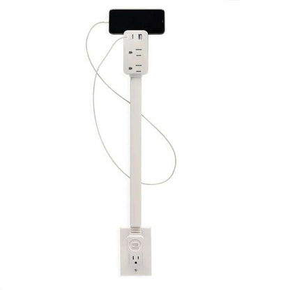 Wall Outlet Extender with Retractable Cord and Dual USB Charging Ports