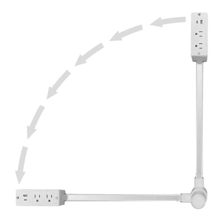 Wall Outlet Extender with Retractable Cord and Dual USB Charging Ports