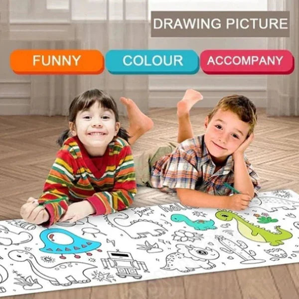 Reusable Drawing Wall Sticker with Numbered Sections and Adhesive Backing, 118in Length