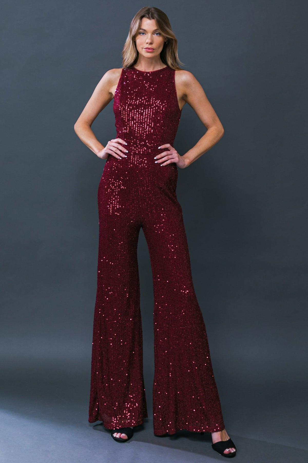 Luna Sequin Wide Jumpsuit