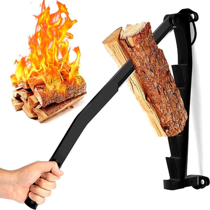 Wall Mounted Firewood Splitter with Lever Action and Carbon Steel Blade