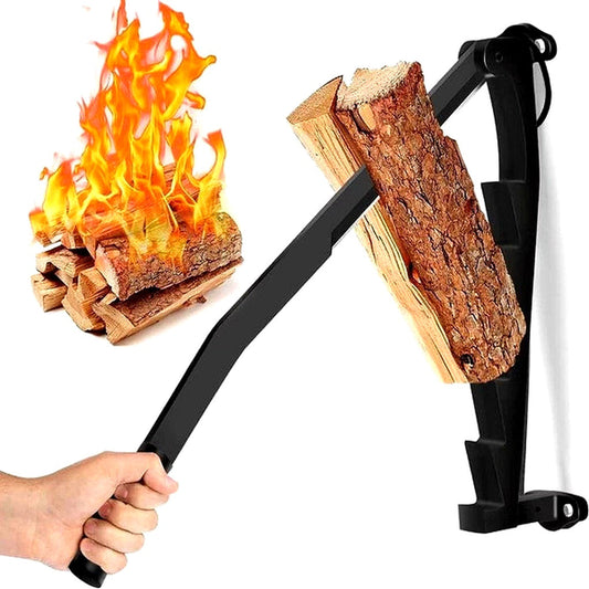 Wall Mounted Firewood Splitter with Lever Action and Carbon Steel Blade