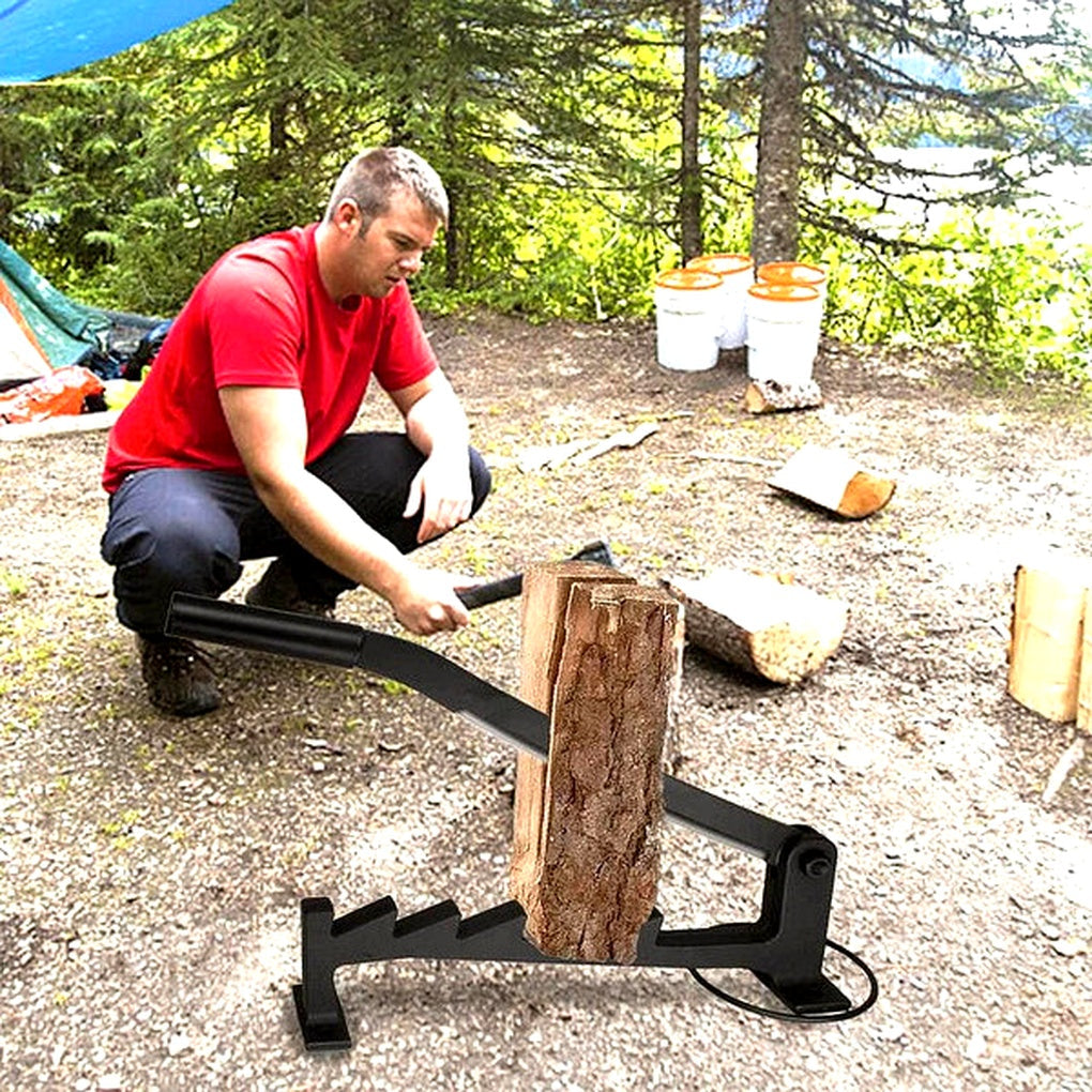 Wall Mounted Firewood Splitter with Lever Action and Carbon Steel Blade