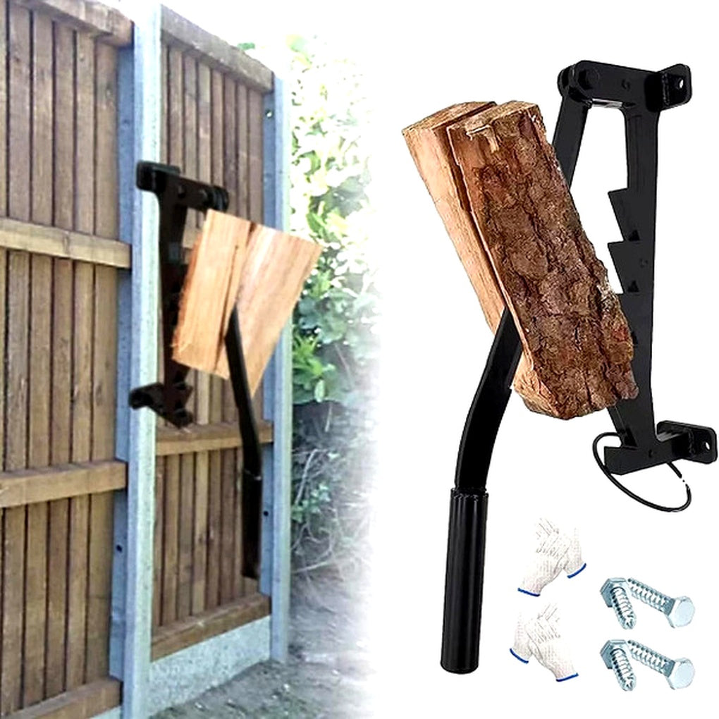 Wall Mounted Firewood Splitter with Lever Action and Carbon Steel Blade