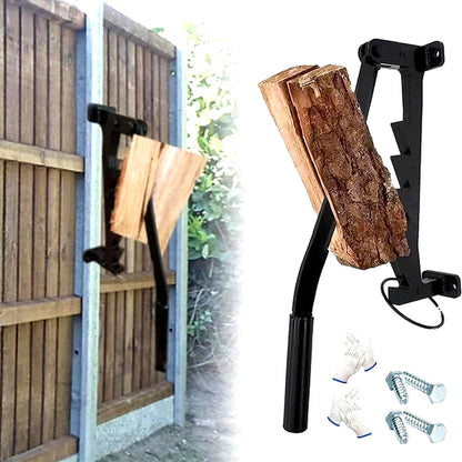 Wall Mounted Firewood Splitter with Lever Action and Carbon Steel Blade
