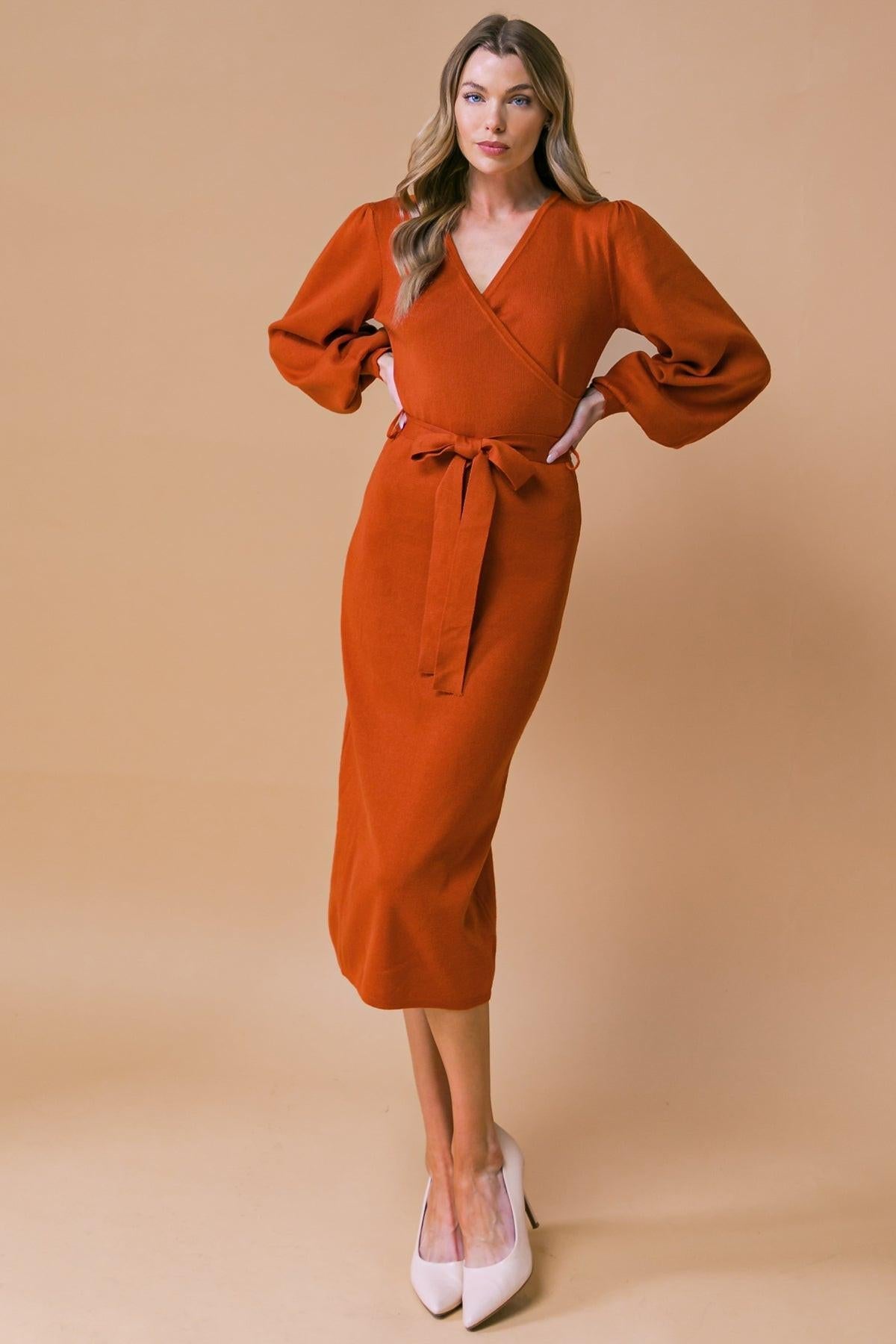 Luna Surplice Sweater Midi