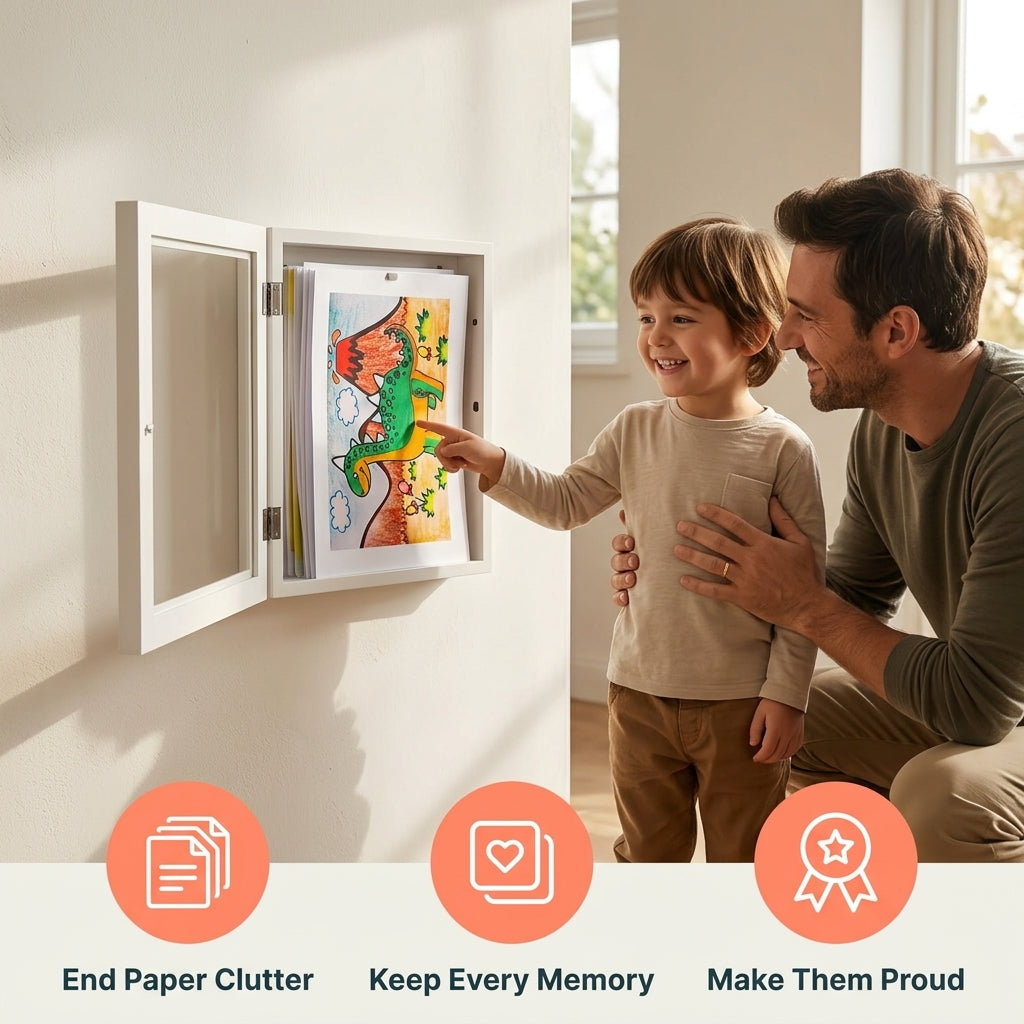 Artwork Storage Frame with Magnetic Display and 150 Drawing Capacity