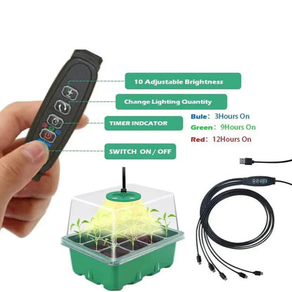 Seedling Starter Tray with Full Spectrum Grow Light and Raised Dome Cover