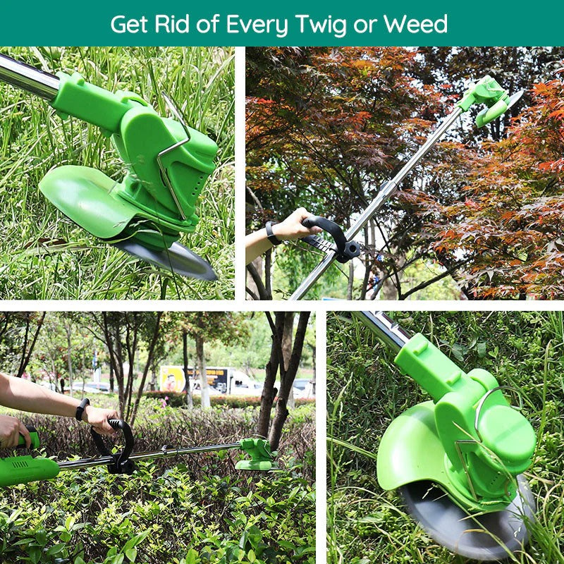 Cordless Grass Trimmer with 24v Battery and Interchangeable Blades, Telescopic Shaft