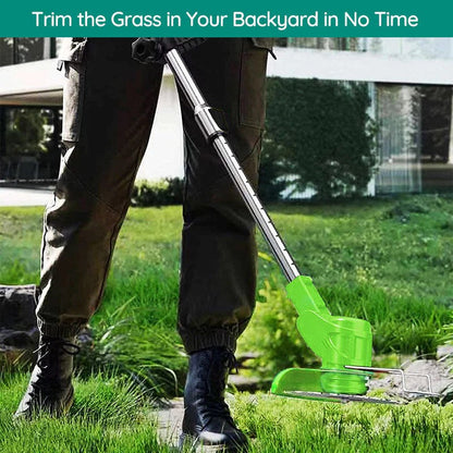 Cordless Grass Trimmer with 24v Battery and Interchangeable Blades, Telescopic Shaft