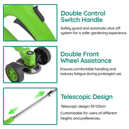 Cordless Grass Trimmer with 24v Battery and Interchangeable Blades, Telescopic Shaft