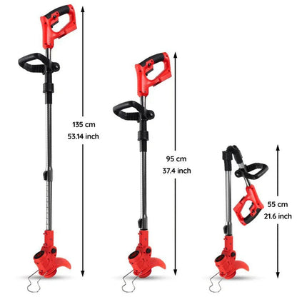 Cordless Grass Trimmer with 24v Battery and Interchangeable Blades, Telescopic Shaft