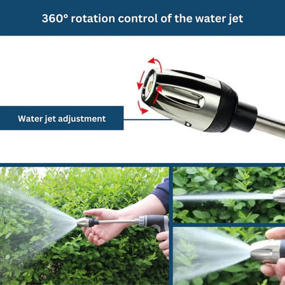 Garden Hose Attachment with Dual Rotating Nozzles and Adjustable Pressure Control