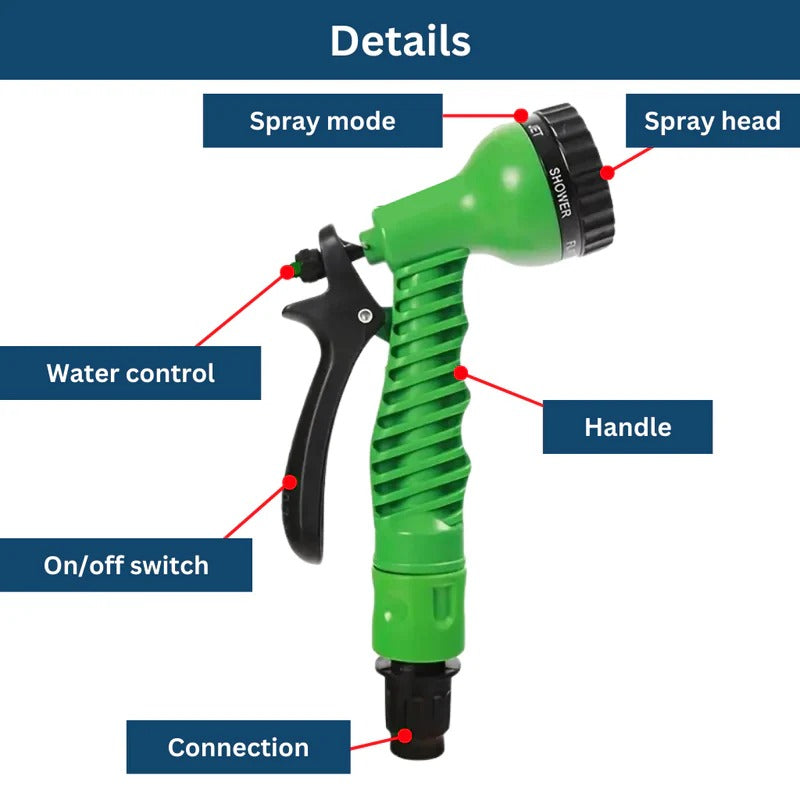 Telescoping Garden Hose with Multiple Spray Patterns and Compact Storage, 150ft