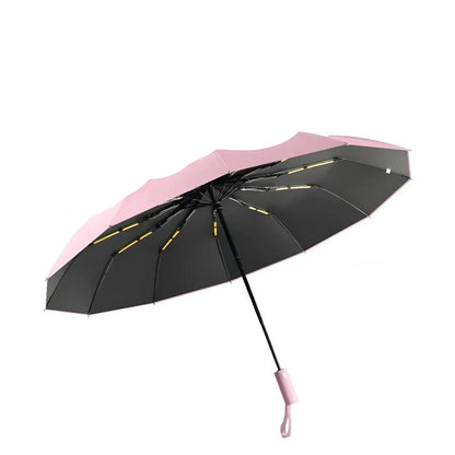 Manual Foldable Umbrella with Reinforced Frame and Rain Sun Coverage
