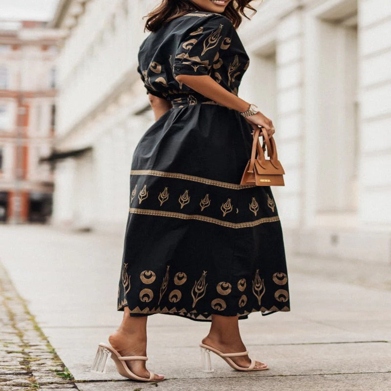 Short Sleeve A Line Dress for Spring and Summer Casual Wear