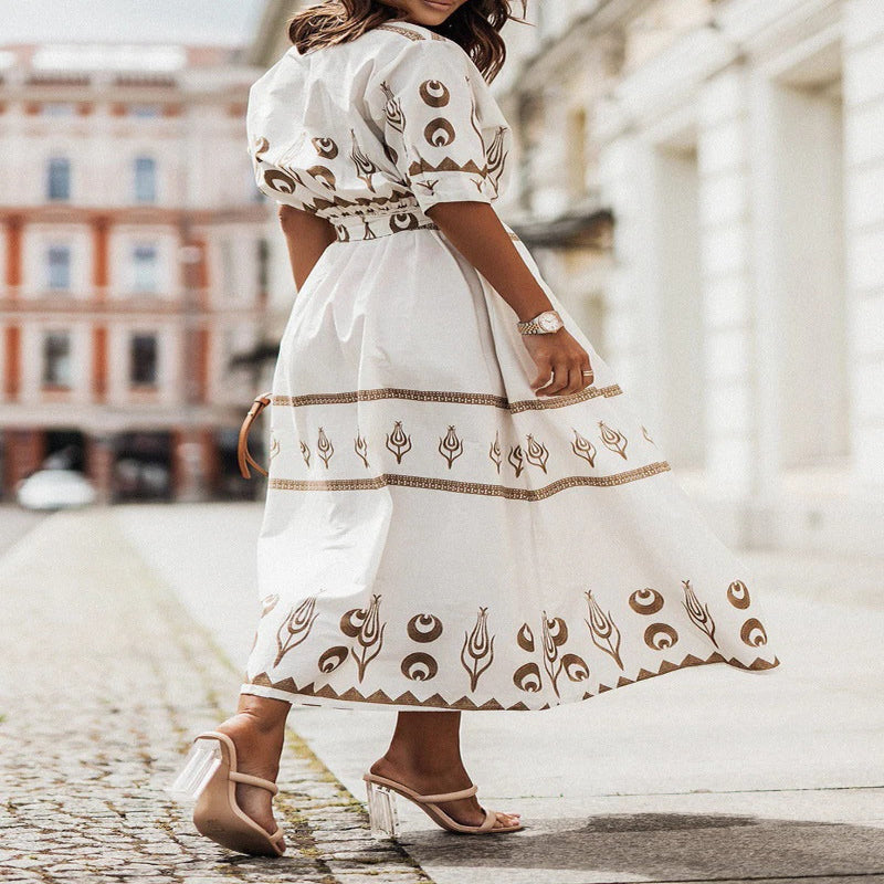 Short Sleeve A Line Dress for Spring and Summer Casual Wear