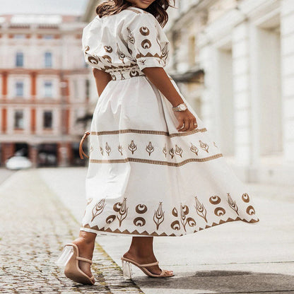 Short Sleeve A Line Dress for Spring and Summer Casual Wear