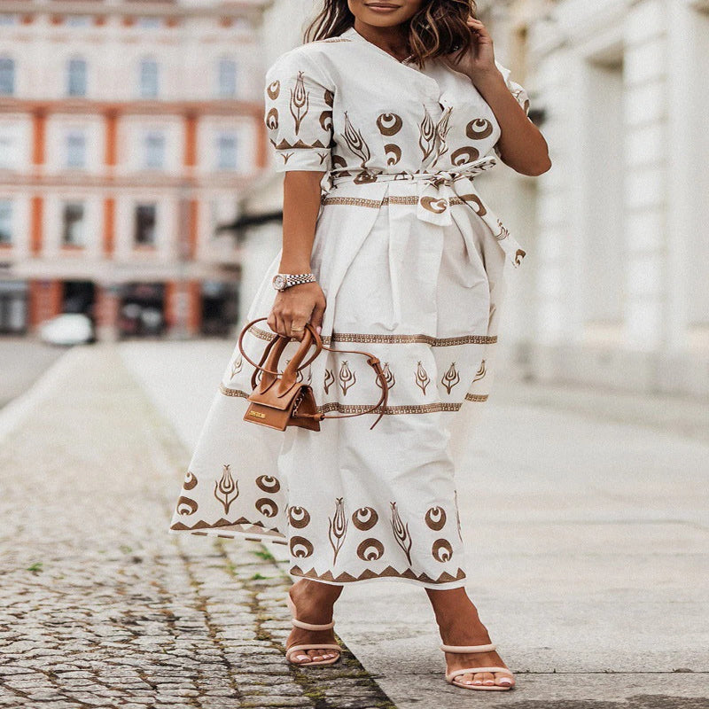 Short Sleeve A Line Dress for Spring and Summer Casual Wear