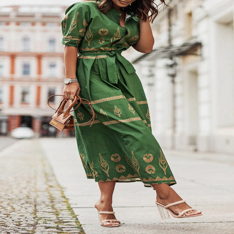 Short Sleeve A Line Dress for Spring and Summer Casual Wear