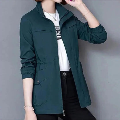 Trench Coat with Adjustable Waist and Raised Collar, Six Colors