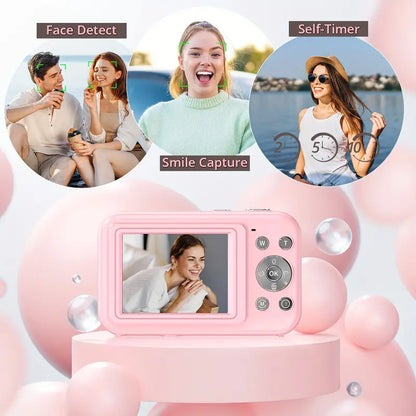 Digital Camera with 1080p Video and Auto Brightness Adjustment, Retro Style