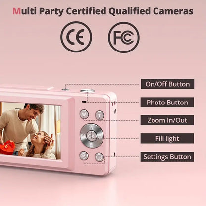 Digital Camera with 1080p Video and Auto Brightness Adjustment, Retro Style