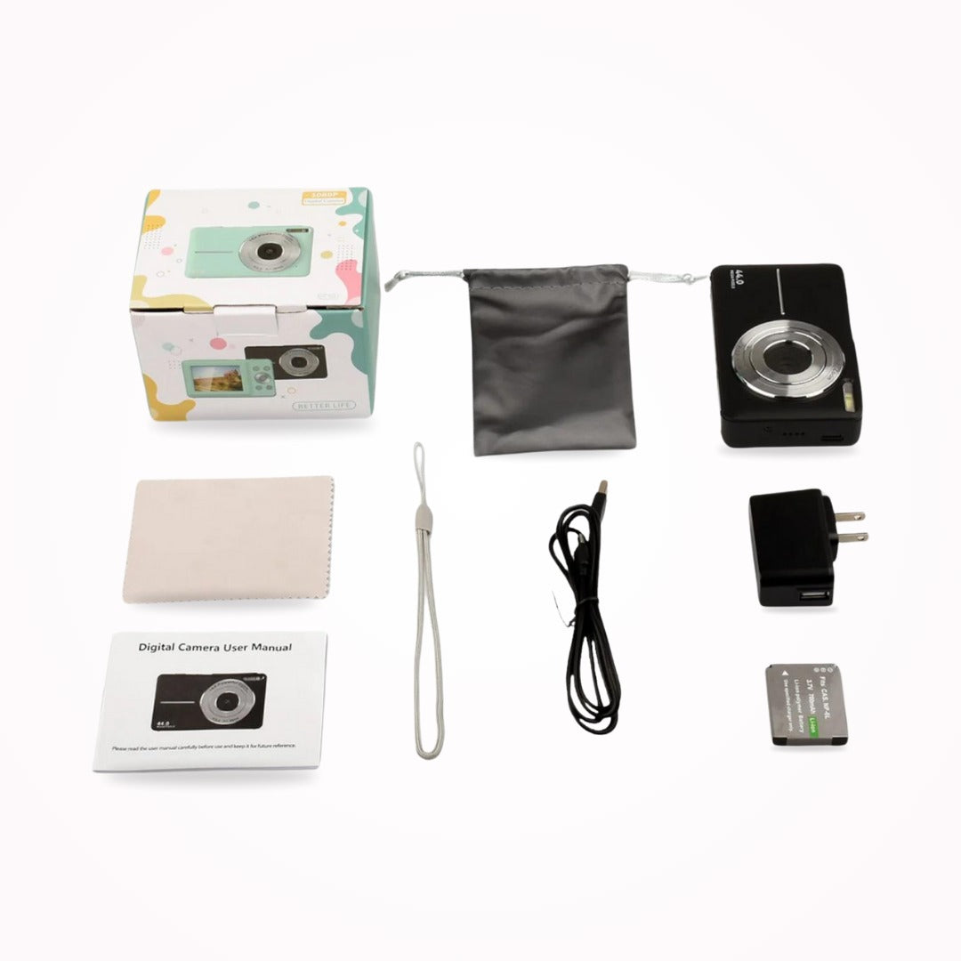 Digital Camera with 1080p Video and Auto Brightness Adjustment, Retro Style