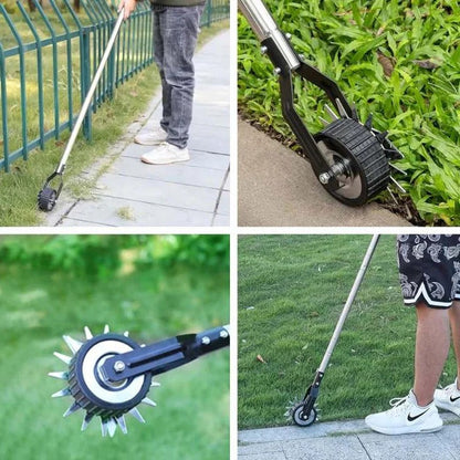 Adjustable Manual Lawn Edger with Rolling Base and Three Height Settings