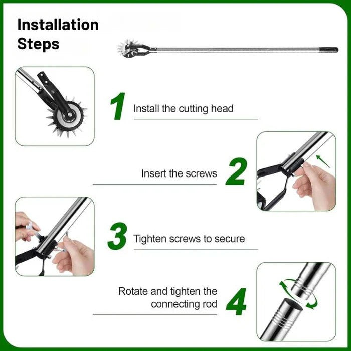 Adjustable Manual Lawn Edger with Rolling Base and Three Height Settings