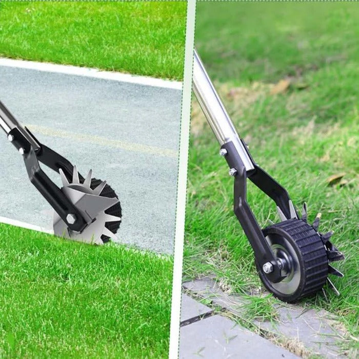 Adjustable Manual Lawn Edger with Rolling Base and Three Height Settings