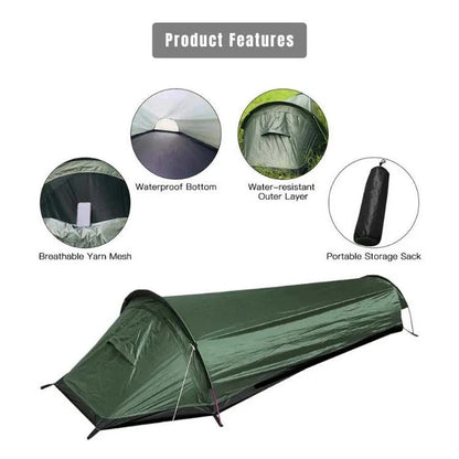 Single-Person Backpacking Tent with Reinforced Base and Mesh Lining, 1.52 lbs