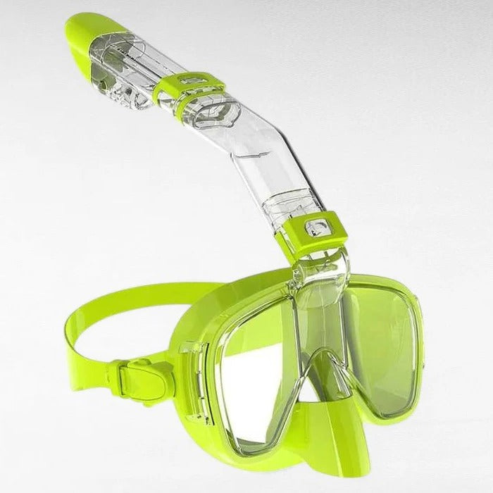 Full Face Snorkeling Mask with Dry Top Breathing Tube and 180 Degree Panoramic Lenses