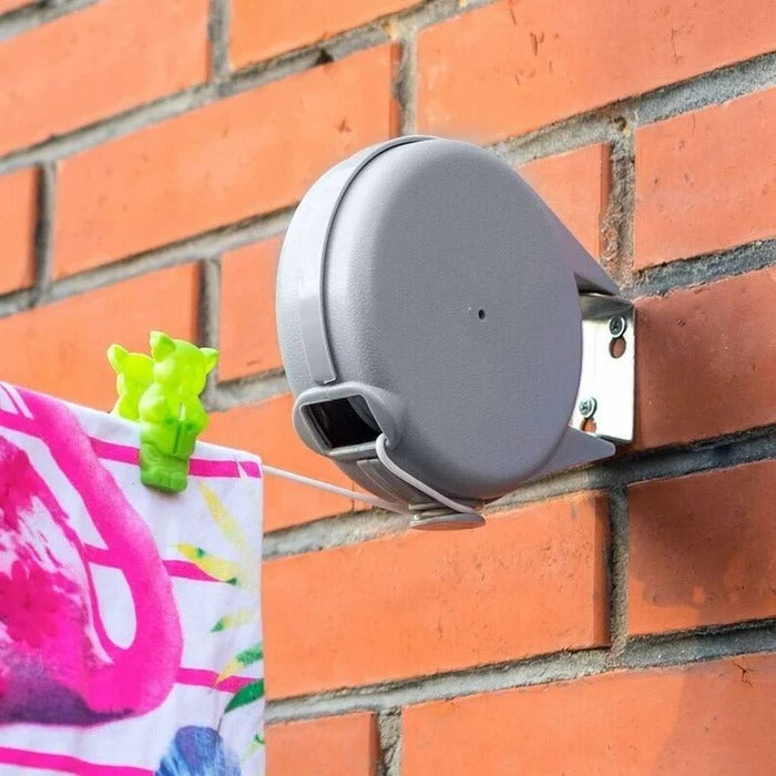Wall-Mounted Retractable Clothesline with 472-Inch Extension and 180-Degree Swivel
