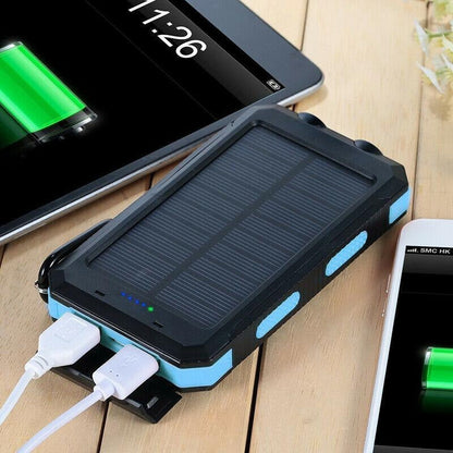 Solar Power Bank with Dual Output Ports and LED Flashlight, 500000 mAh