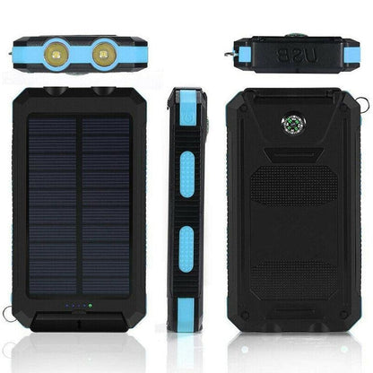 Solar Power Bank with Dual Output Ports and LED Flashlight, 500000 mAh