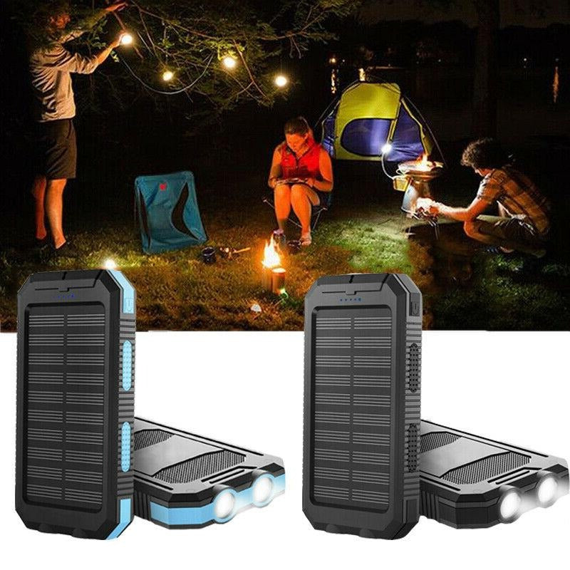 Solar Power Bank with Dual Output Ports and LED Flashlight, 500000 mAh