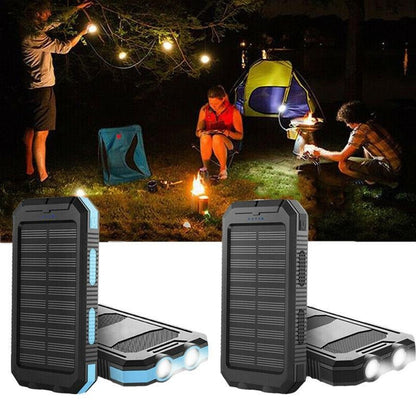 Solar Power Bank with Dual Output Ports and LED Flashlight, 500000 mAh