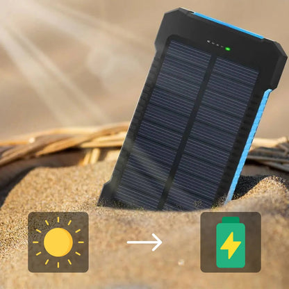 Solar Power Bank with Dual Output Ports and LED Flashlight, 500000 mAh